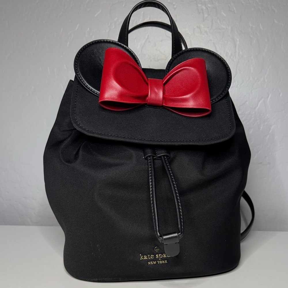 Like New kate spade black backpack with red bow and ear details Disney Edition